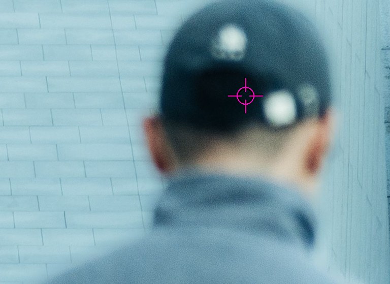 The final enlarged cut-out of the man's back, with the model's point marked.